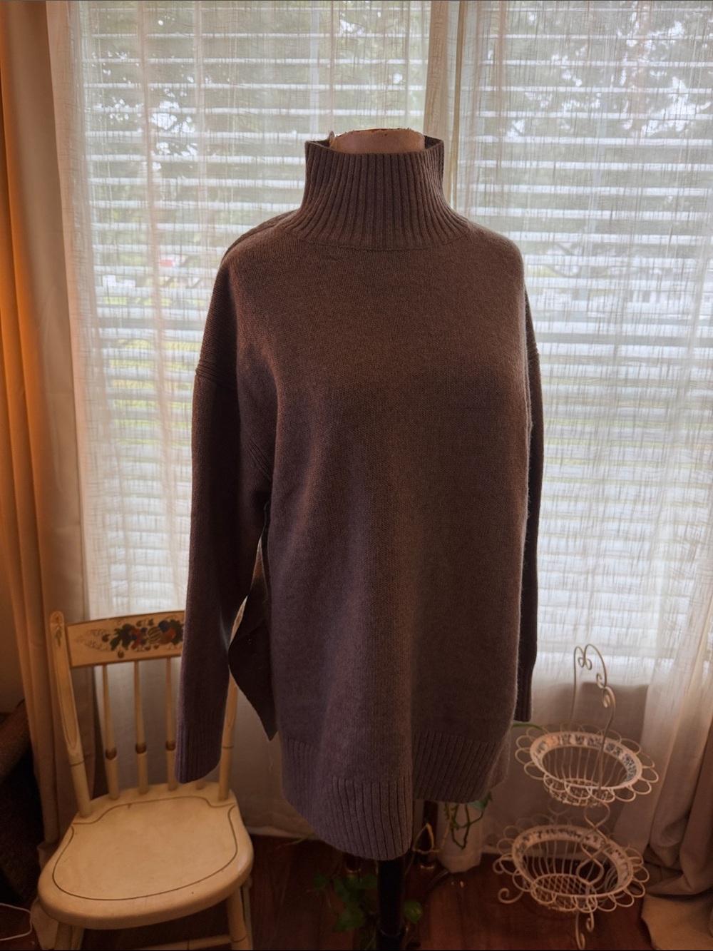 H&M Women's Cowl/Turtleneck Sweater in Taupe Brown